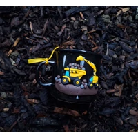 Munkagép kerámia bögre