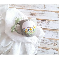 Mezei virágos feliratos bögre- Felirat választható