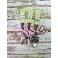 Unikornis (zöld) gyerek evőeszköz szett 3dbos