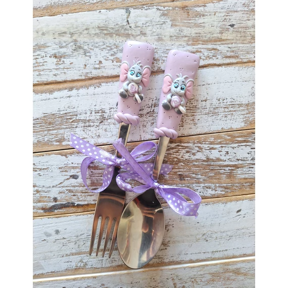 Elefántos gyerek evőeszköz (lila 17cm) kanál és/vagy villa