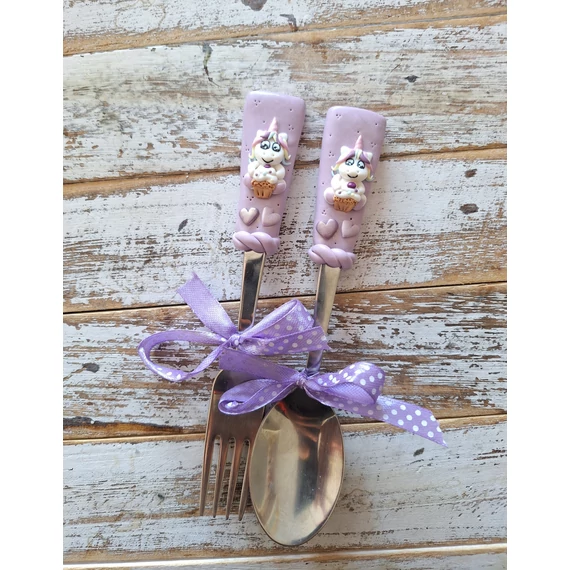 Unikornis 17cm-es gyerek evőeszköz LILA ( kanál és/vagy villa)