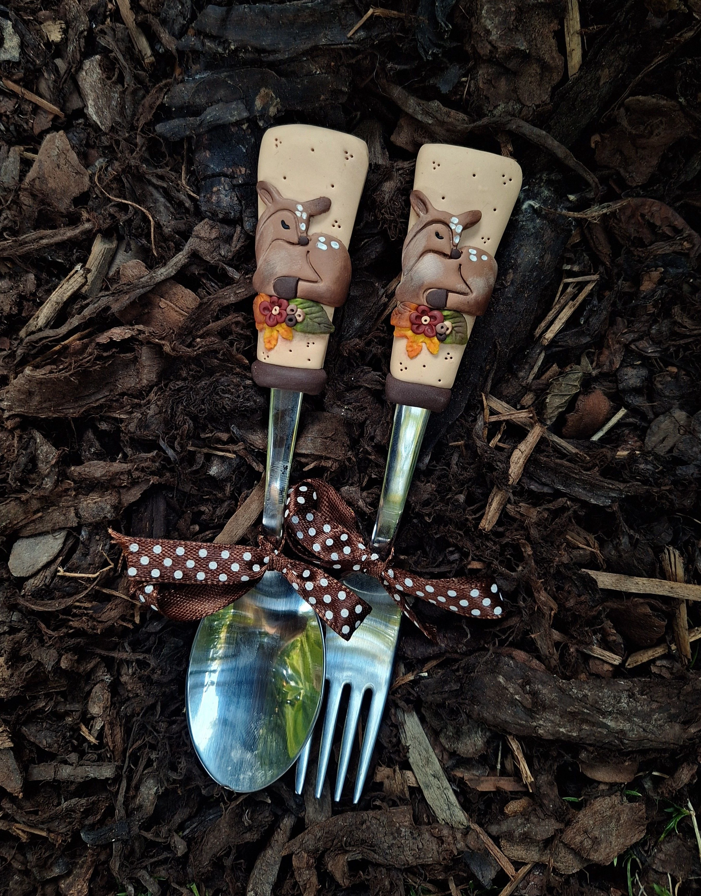 Őzike  gyerek evőeszköz (17cm) kanál és/vagy villa - Mesebeli erdő kollekció