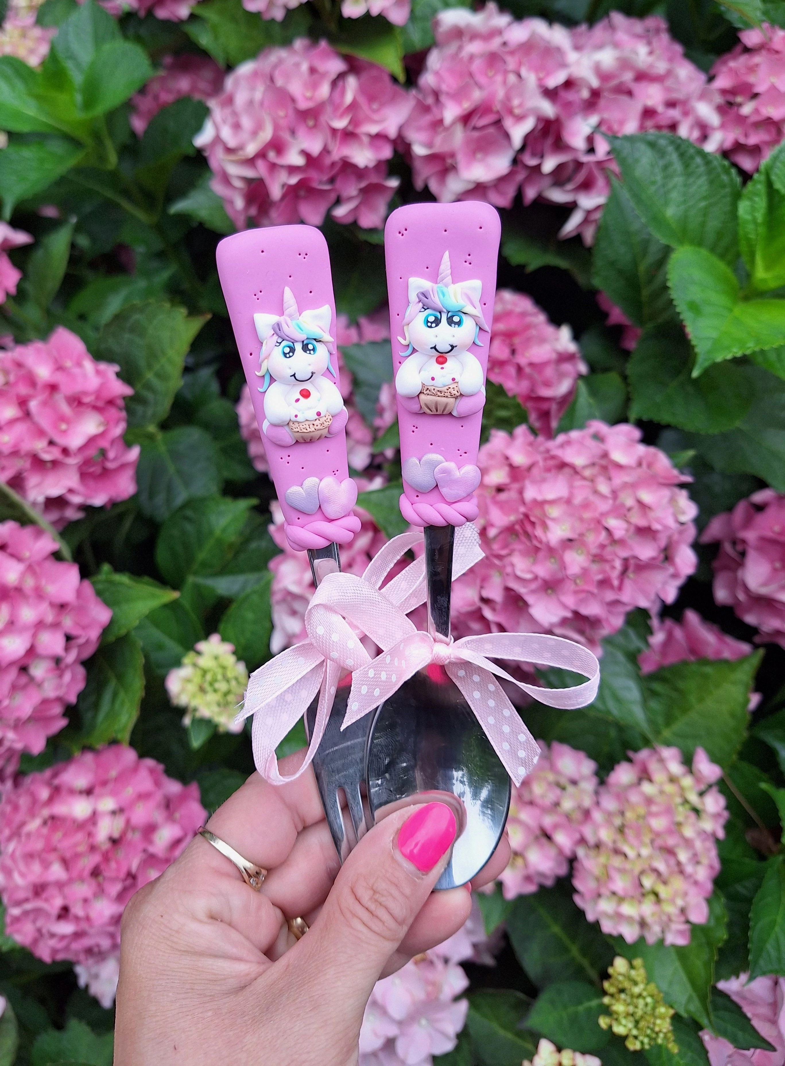 Unikornis 17cm-es gyerek evőeszköz rózsaszin ( kanál és/vagy villa)