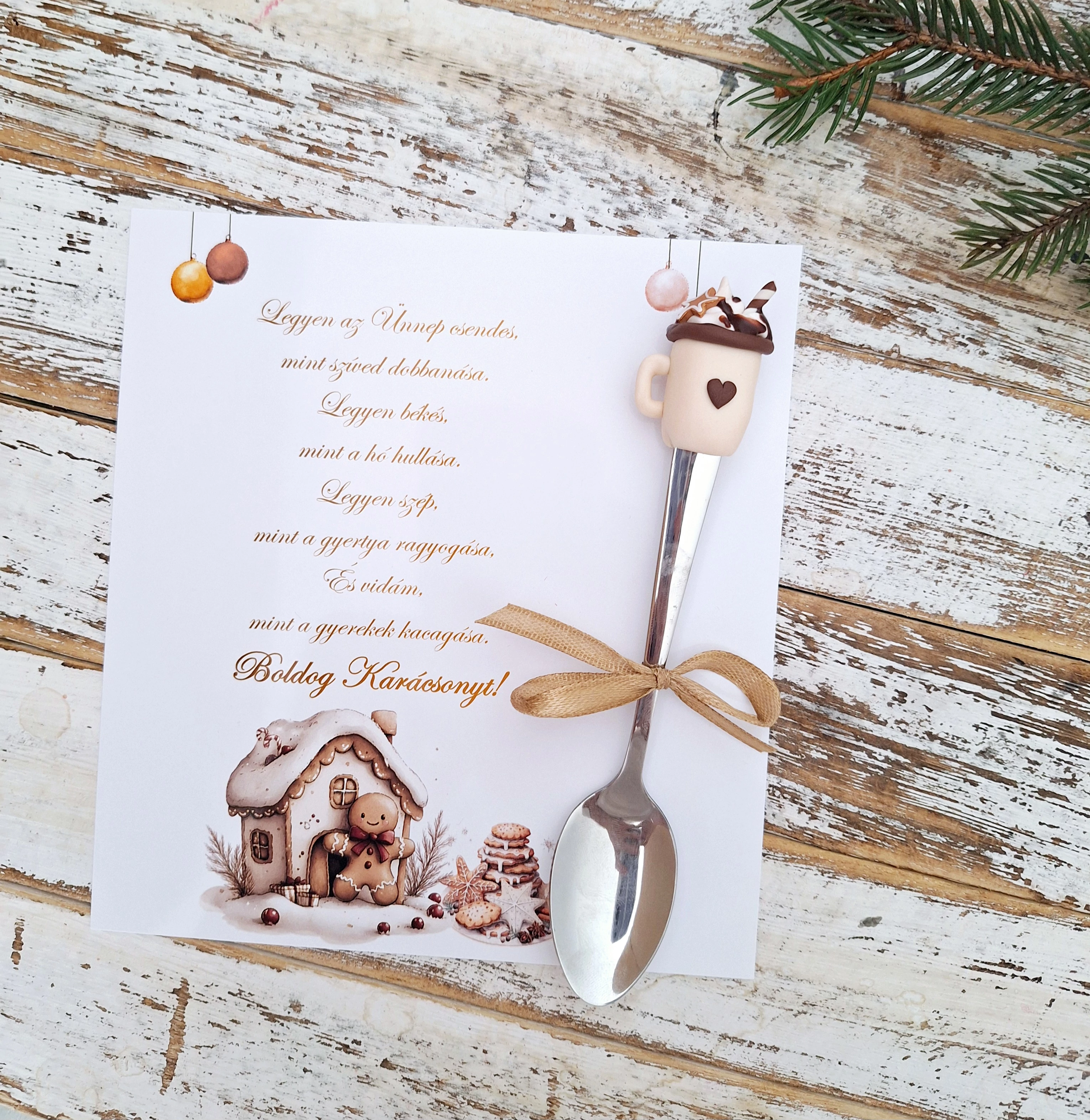 Kakaós teáskanál + kártya 