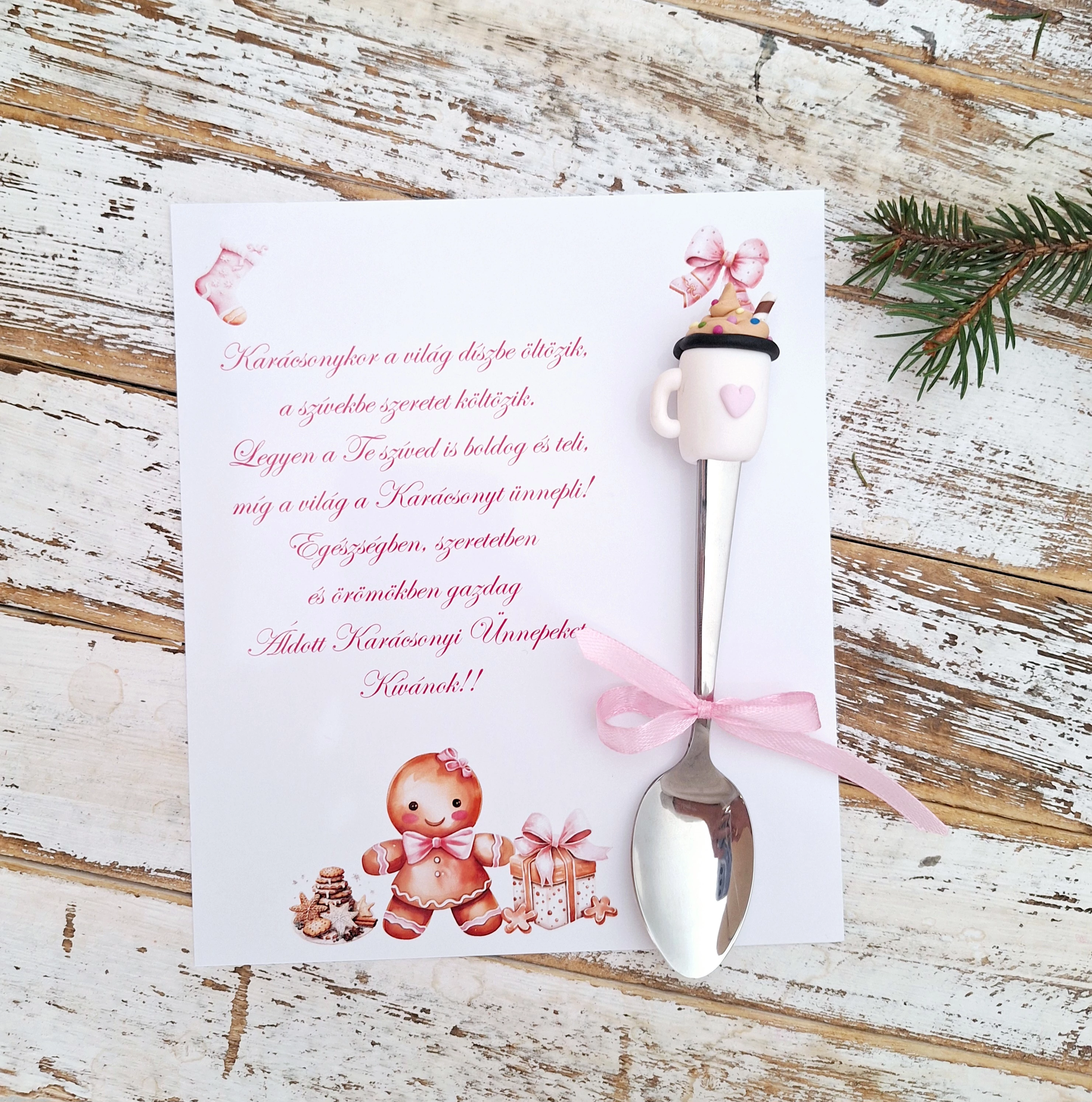 Kakaós teáskanál + kártya I.